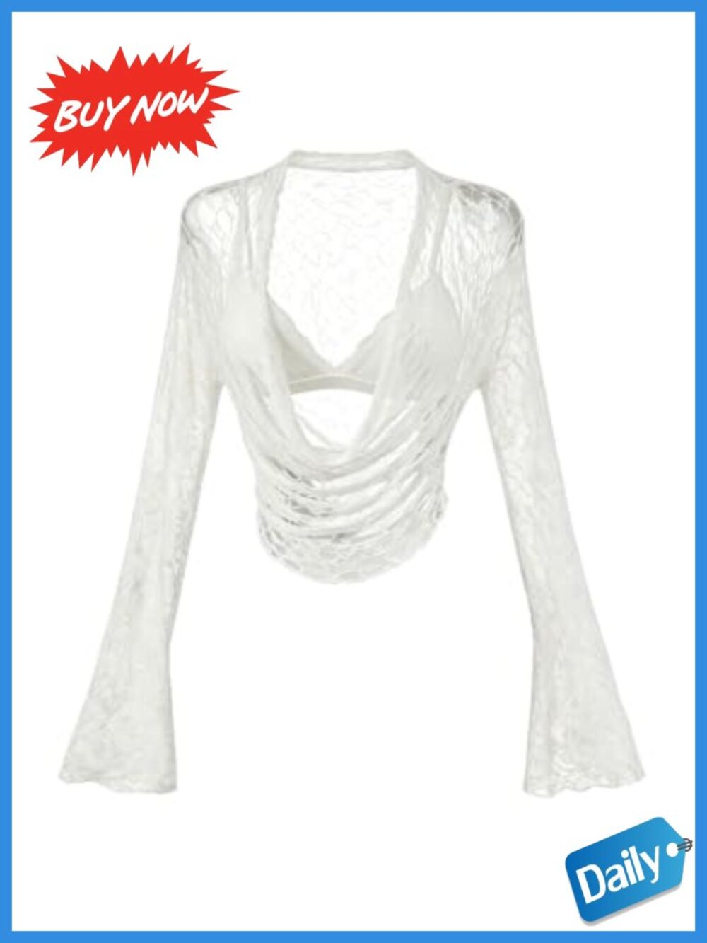 2 Piece Lace Cami Top & Draped Cowl Neck Hollow Out Set